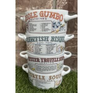 Vintage Set Of 4 Ljungberg Soup Bowls With Recipes new Orlean Gumbo